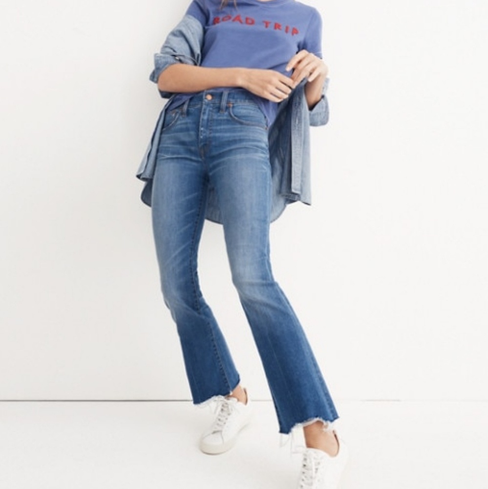 Madewell Cali Demi Boot Blue Jeans - Raw Hem